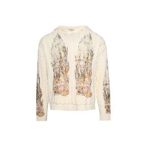 Who Decides War Flame Glass Cable Knit Hooded Pullover - Cream - NWT